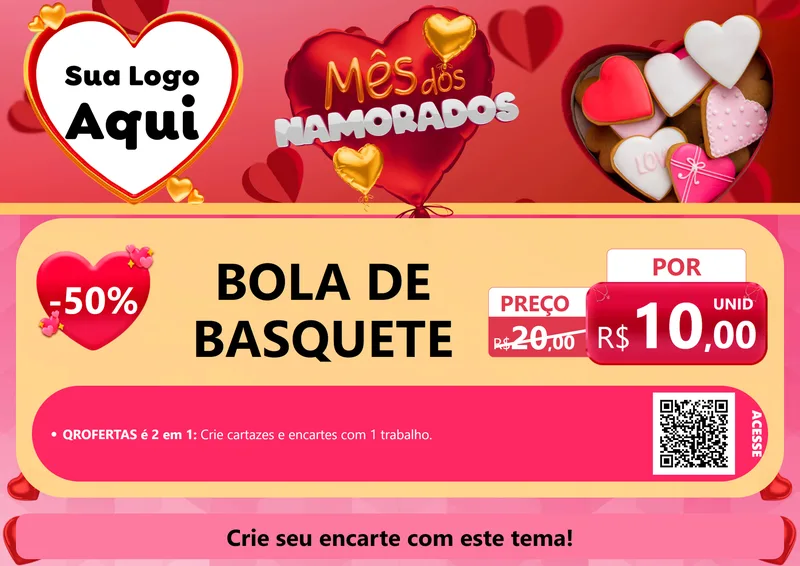 Modelo de Cartaz para Cartaz A4 Horizontal com o tema Mês dos Namorados para Artigos Esportivos