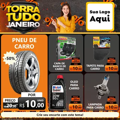 Modelo de Rede Social para Feed Facebook com o tema Torra Tudo Janeiro para Auto peças