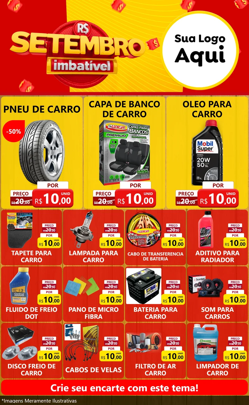 Modelo de Encarte para Encarte Grande com o tema Setembro Imbatível para Auto peças