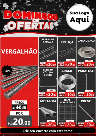 Modelo de Encarte para Encarte A4 Vertical com o tema Domingou de Ofertas para Ferragens