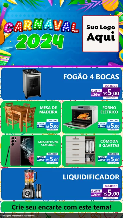 Modelo de TV para TV Vertical com o tema Carnaval 2027 para Móveis e Eletro