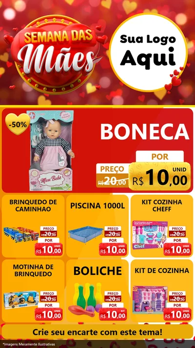 Modelo de Rede Social para Stories com o tema Semana das Mães para Brinquedos