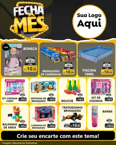 Modelo de Rede Social para Feed Instagram com o tema Fecha Mês para Brinquedos