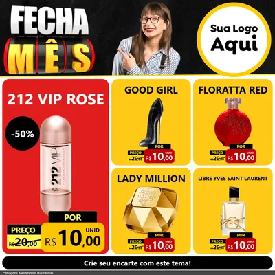 Modelo de Rede Social para Feed Facebook com o tema Fecha Mês para Perfumes