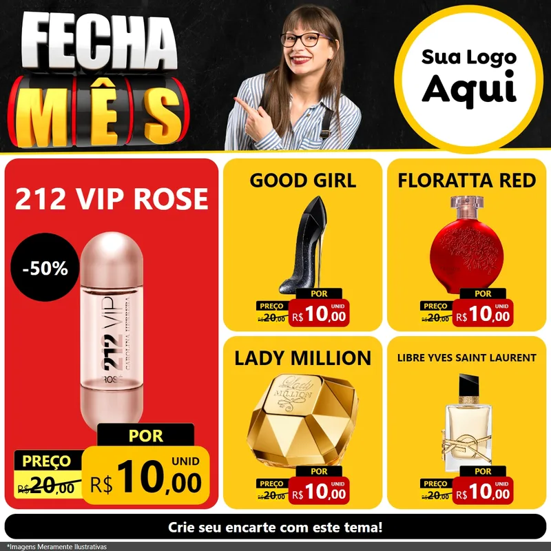 Modelo de Rede Social para Feed Facebook com o tema Fecha Mês para Perfumes