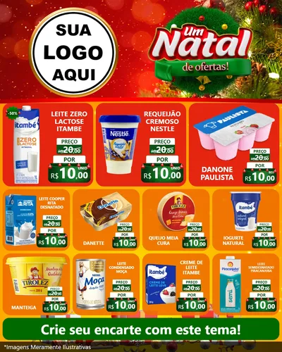 Modelo de Rede Social para Feed Instagram com o tema Um Natal de Ofertas para Frios e Laticínios