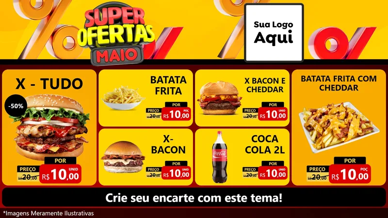 Modelo de TV para TV Horizontal com o tema Super Ofertas Maio para Hamburgueria