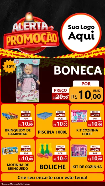 Modelo de Rede Social para Stories com o tema Alerta de Promoção para Brinquedos