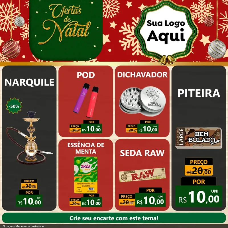 Modelo de Rede Social para Feed Facebook com o tema Natal de Ofertas para Tabacaria