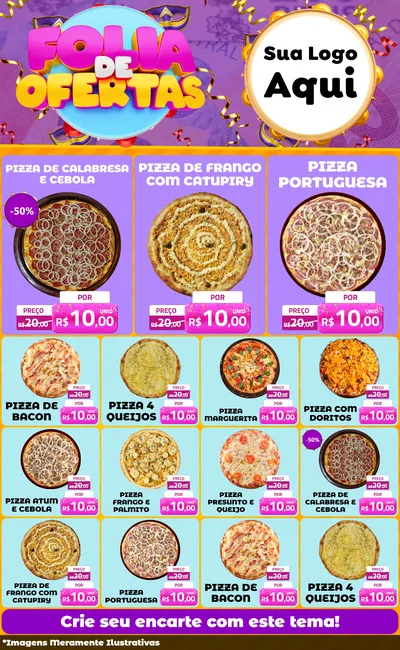 Modelo de Encarte para Encarte Grande com o tema Folia de Ofertas para Pizzaria