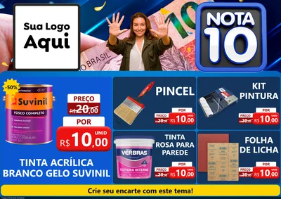 Modelo de Encarte para Encarte A4 Horizontal com o tema Nota 10 para Tintas e Ferramentas