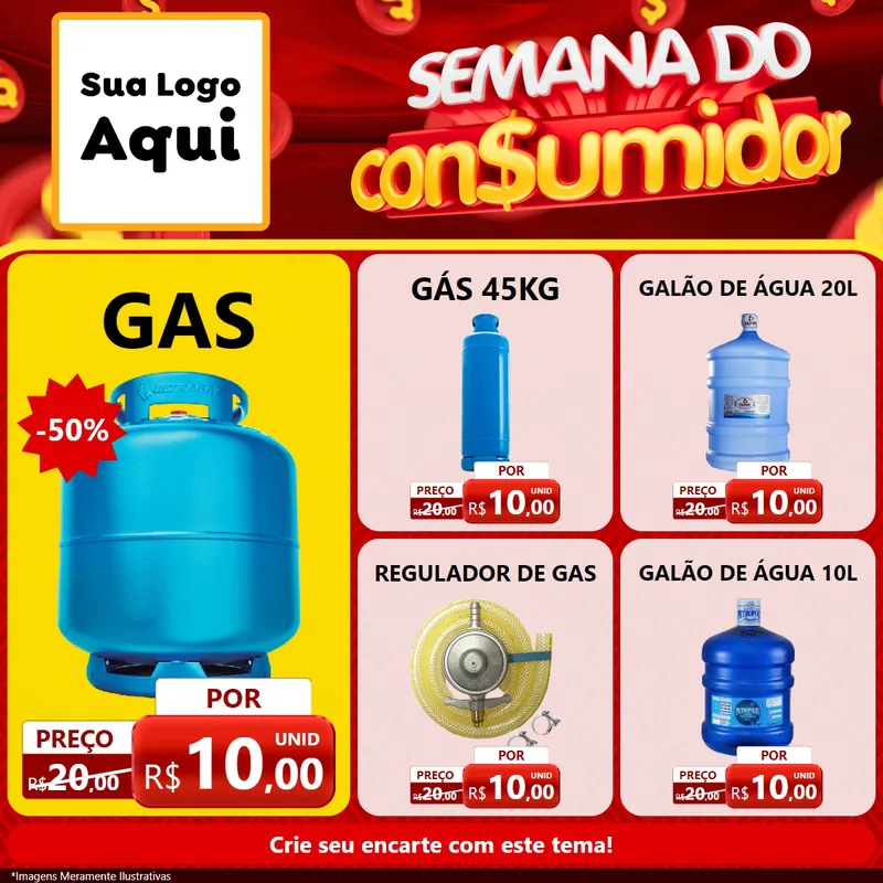 Modelo de Rede Social para Feed Facebook com o tema Semana do Consumidor para Água e gás