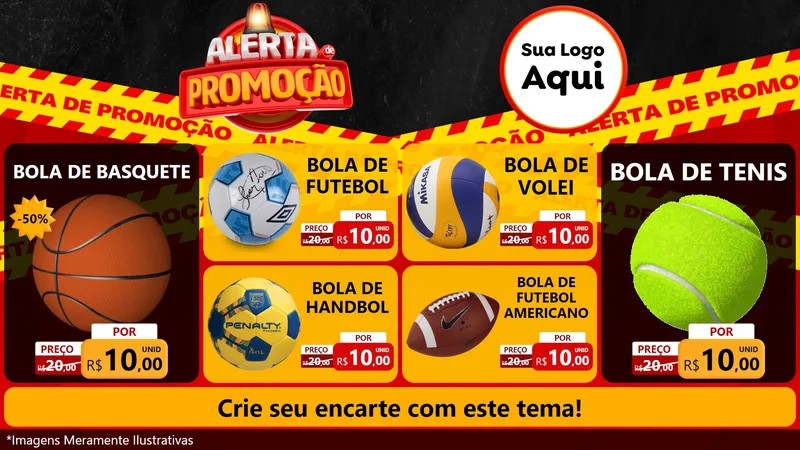 Modelo de TV para TV Horizontal com o tema Alerta de Promoção para Artigos Esportivos