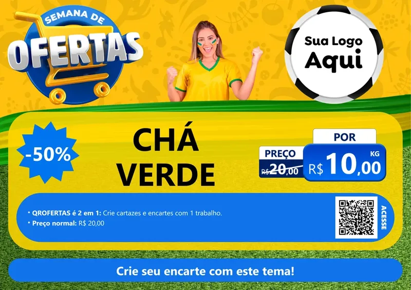 Modelo de Cartaz para Cartaz A4 Horizontal com o tema Semana de Ofertas - Copa para Produtos Naturais