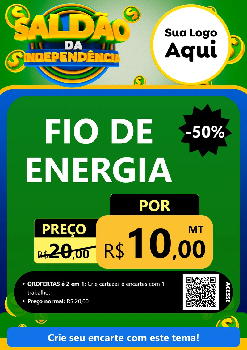 Modelo de Cartaz para Cartaz A4 Vertical com o tema Saldão da Indepêndencia para Materiais Elétricos