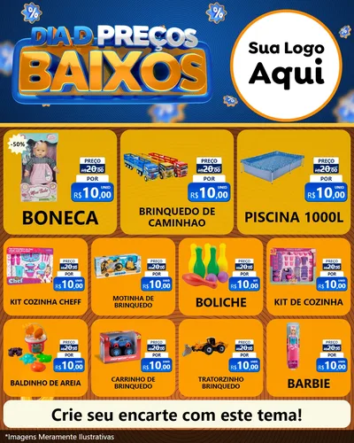 Modelo de Rede Social para Feed Instagram com o tema Dia D Preço Baixo para Brinquedos