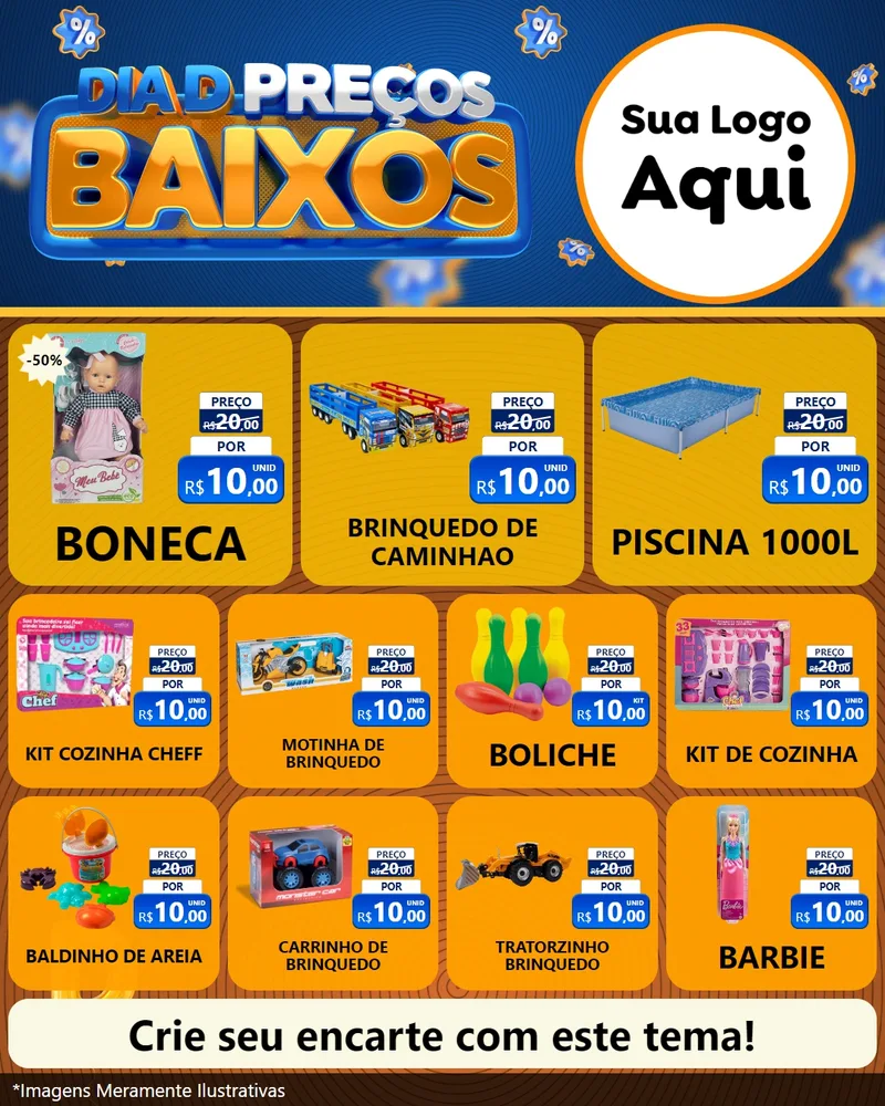 Modelo de Rede Social para Feed Instagram com o tema Dia D Preço Baixo para Brinquedos