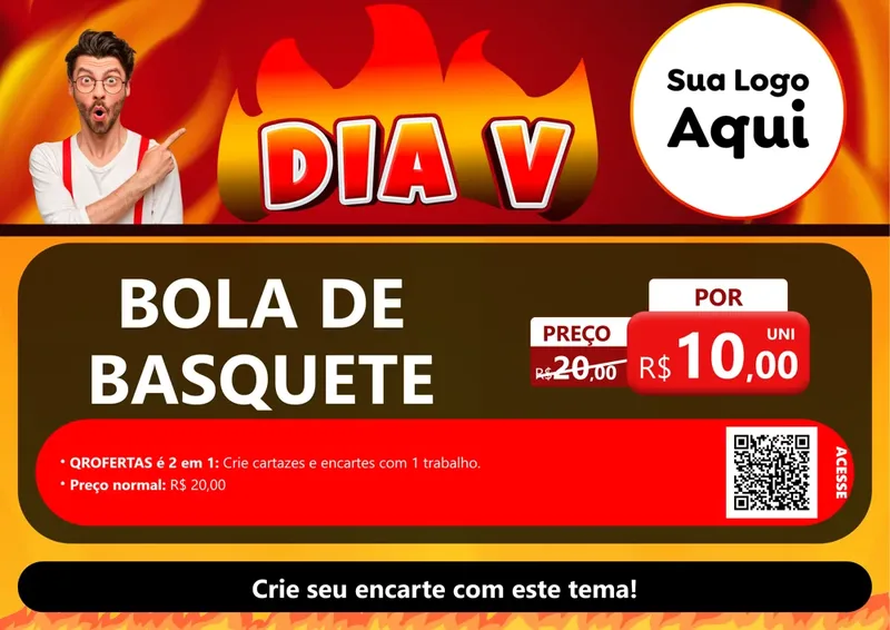 Modelo de Cartaz para Cartaz A4 Horizontal com o tema Dia V para Artigos Esportivos
