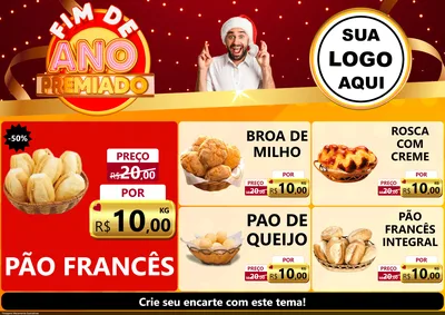 Modelo de Encarte para Encarte A4 Horizontal com o tema Fim de Ano Premiado para Padaria