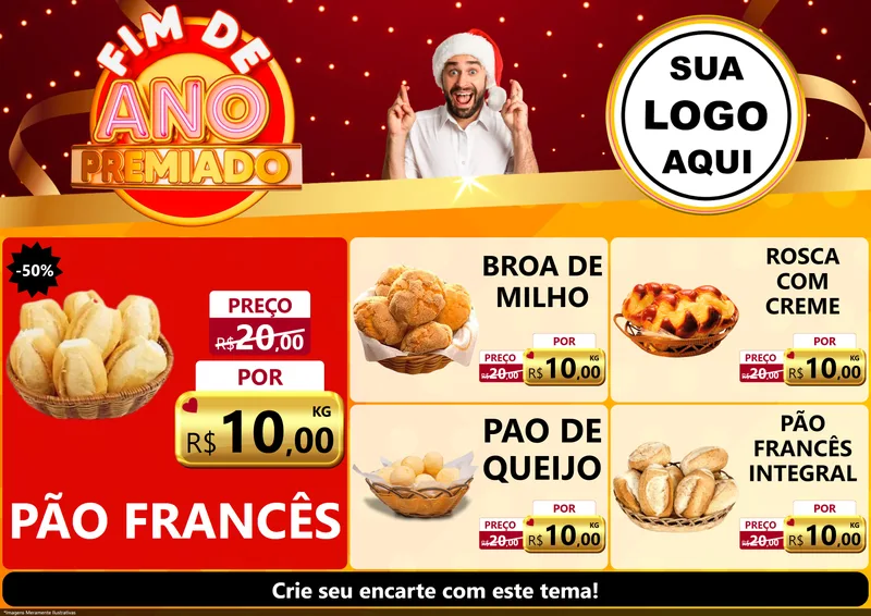 Modelo de Encarte para Encarte A4 Horizontal com o tema Fim de Ano Premiado para Padaria