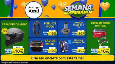 Modelo de TV para TV Horizontal com o tema Semana da Independência para Moto peças