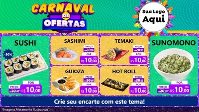 Modelo de TV para TV Horizontal com o tema Carnaval de Ofertas para Comida japonesa