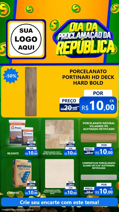 Modelo de Rede Social para Stories com o tema Dia Da Proclamação da República para Pisos e revestimentos