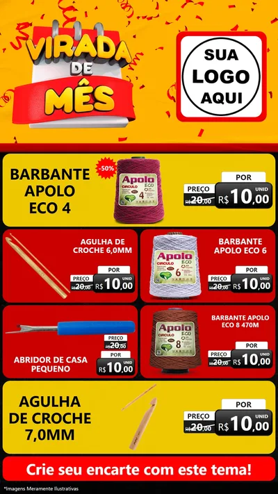 Modelo de TV para TV Vertical com o tema Virada de Mês para Armarinho e Aviamentos