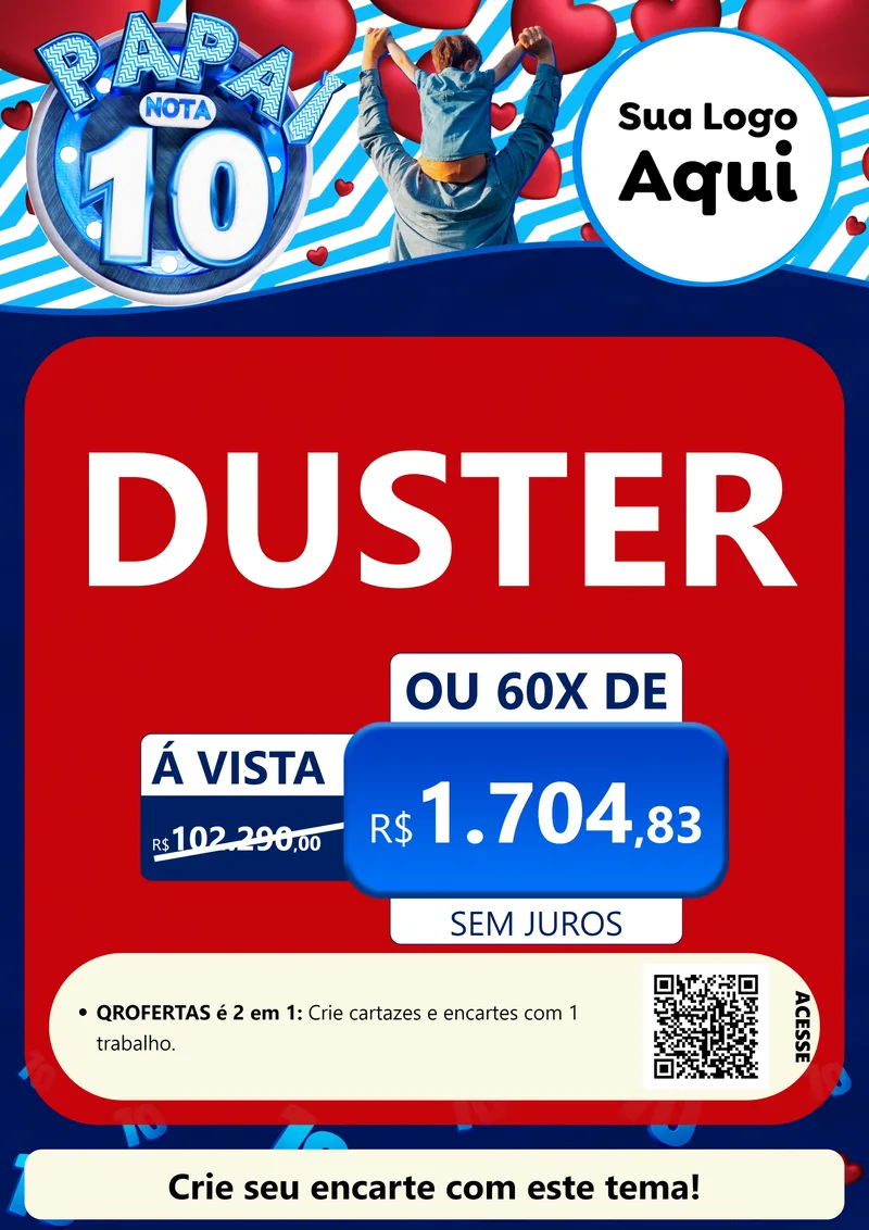 Modelo de Cartaz para Cartaz A4 Vertical com o tema Papai Nota 10 para Concessionaria de Carros