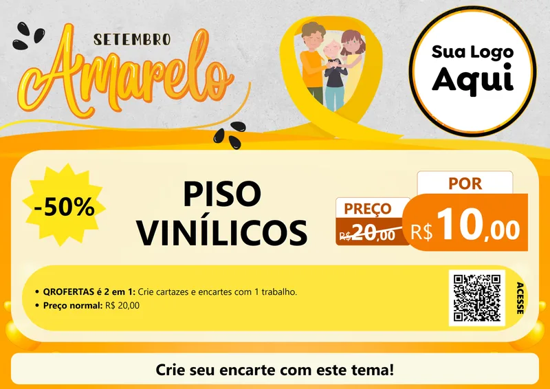 Modelo de Cartaz para Cartaz A4 Horizontal com o tema Setembro Amarelo para Material para Construção