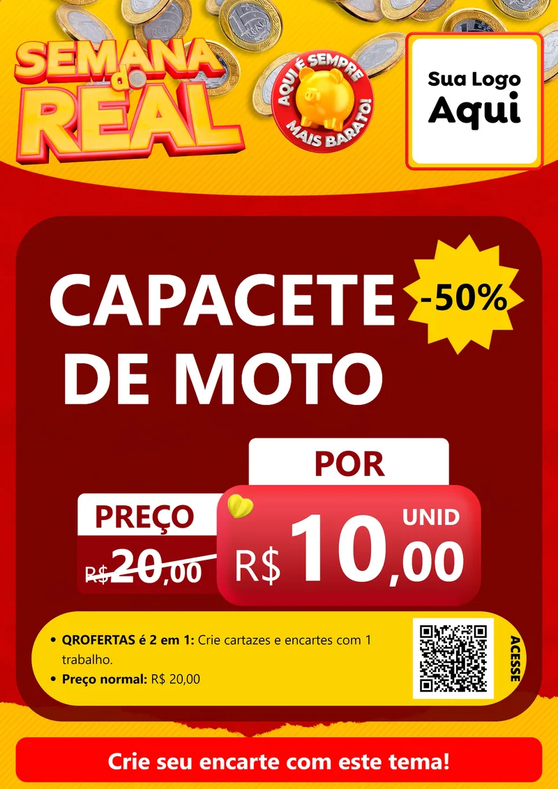 Modelo de Cartaz para Cartaz A4 Vertical com o tema Semana do Real para Moto peças