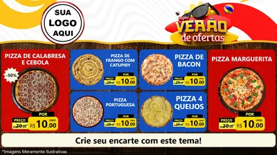 Modelo de TV para TV Horizontal com o tema Super Verão de Ofertas para Pizzaria