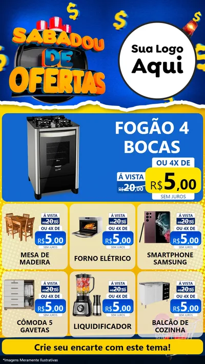 Modelo de Rede Social para Stories com o tema Sabadou de Ofertas para Móveis e Eletro