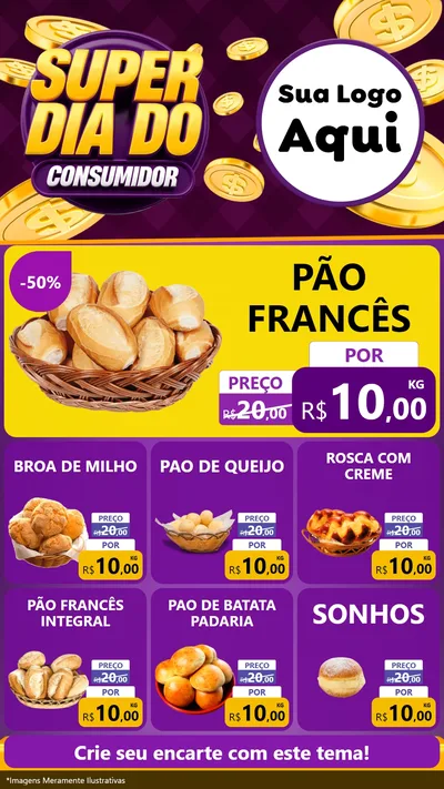Modelo de Rede Social para Stories com o tema Super Dia do Consumidor para Padaria