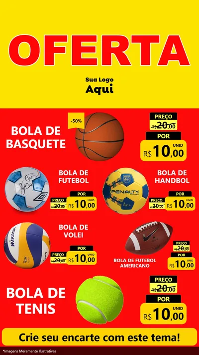 Modelo de TV para TV Vertical com o tema OFERTA - Vermelho Cartaz para Artigos Esportivos