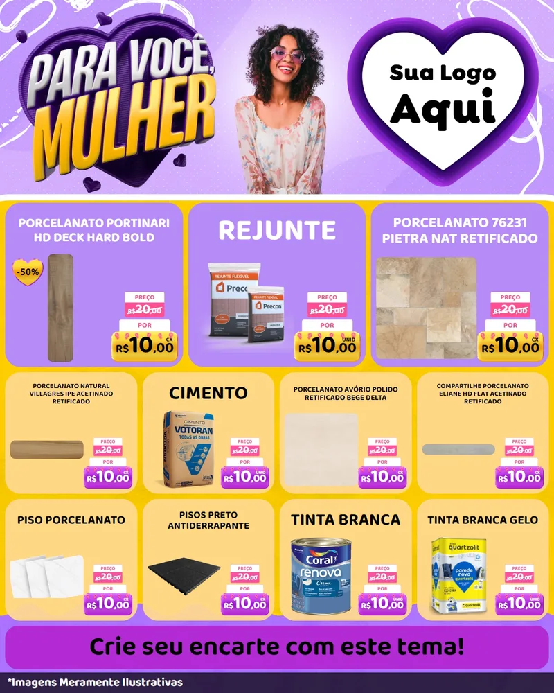 Modelo de Rede Social para Feed Instagram com o tema Para Você, Mulher para Pisos e revestimentos