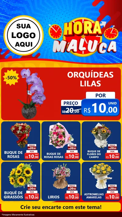 Modelo de Rede Social para Stories com o tema Hora Maluca para Floricultura e jardim