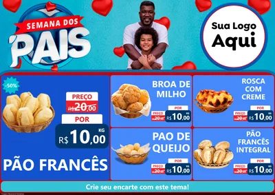 Modelo de Encarte para Encarte A4 Horizontal com o tema Semana Dos Pais para Padaria