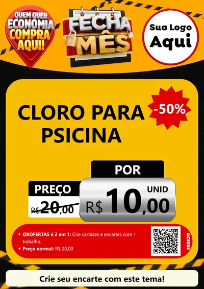Modelo de Cartaz para Cartaz A4 Vertical com o tema Fecha Mês para Produtos para Piscina