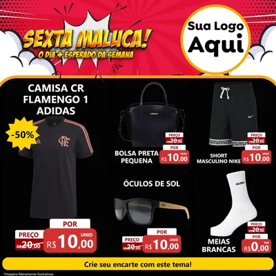 Modelo de Rede Social para Feed Facebook com o tema Sexta Maluca! para Roupas e acessórios