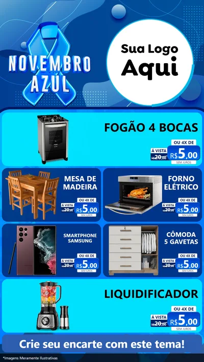 Modelo de TV para TV Vertical com o tema Novembro Azul para Móveis e Eletro