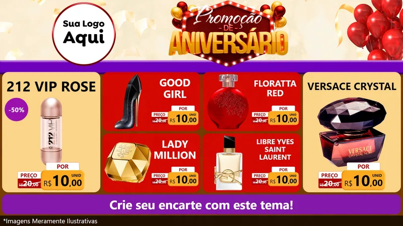 Modelo de TV para TV Horizontal com o tema Promoção de Aniversário para Perfumes