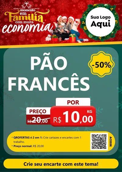 Modelo de Cartaz para Cartaz A4 Vertical com o tema Momento em Família (Natal) para Padaria