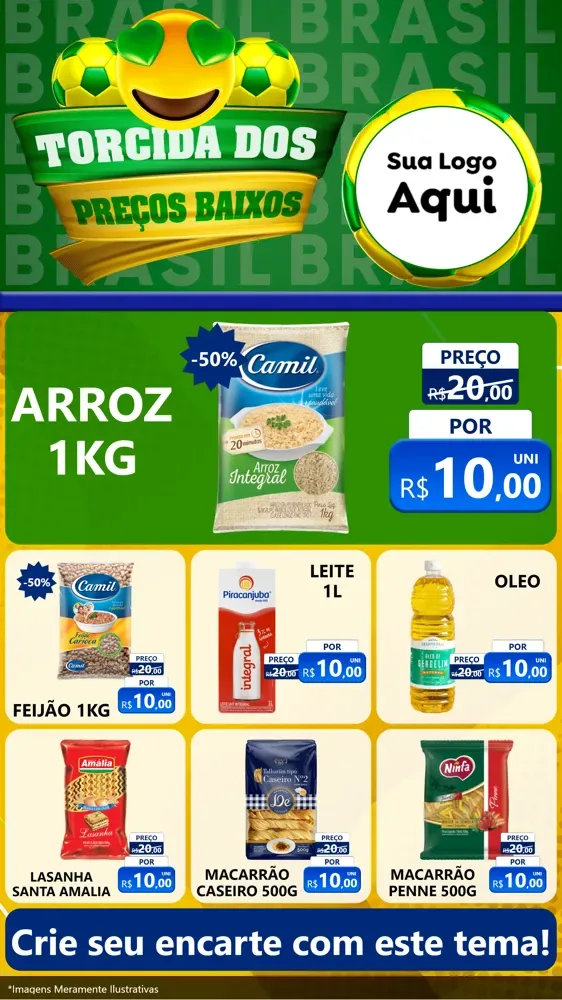 Modelo de Rede Social para Stories com o tema Torcida dos Preços Baixos - Copa para Supermercado