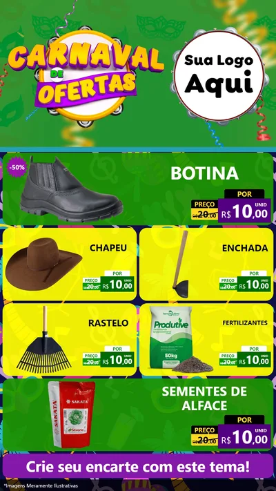 Modelo de TV para TV Vertical com o tema Carnaval de Ofertas para Agropecuária