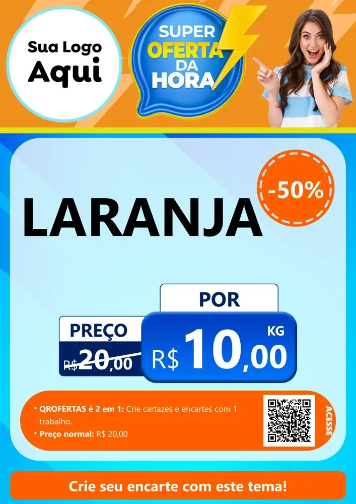 Modelo de Cartaz para Cartaz A4 Vertical com o tema Super Oferta da Hora para Hortifrúti