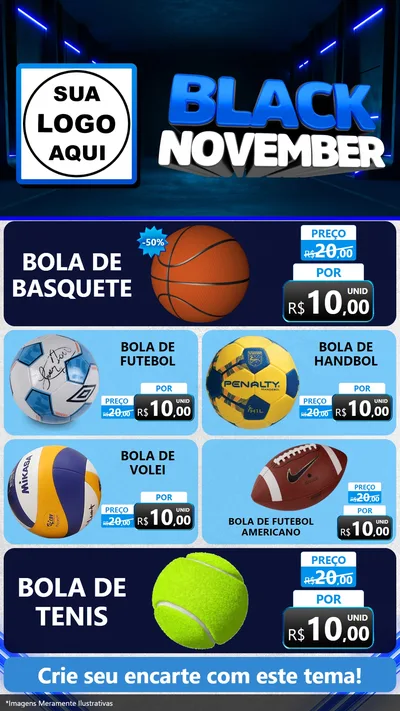 Modelo de TV para TV Vertical com o tema Black November para Artigos Esportivos