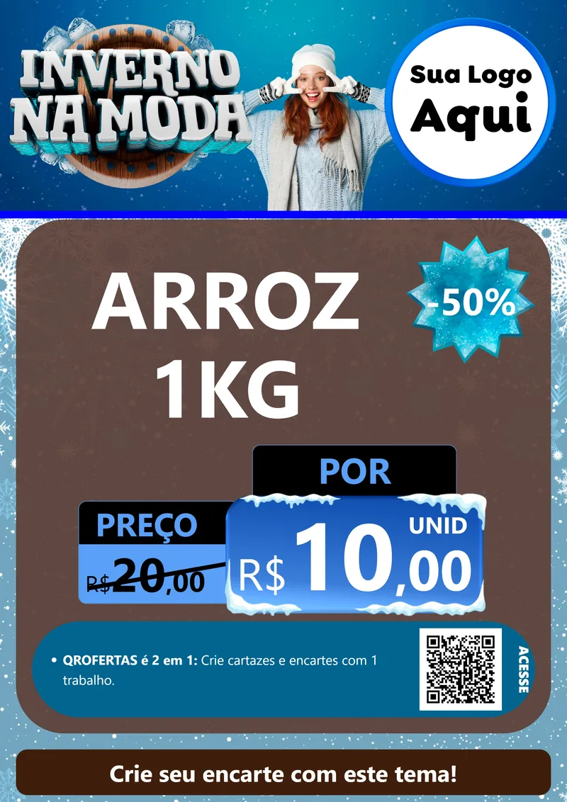 Modelo de Cartaz para Cartaz A4 Vertical com o tema Inverno na Moda para Supermercado