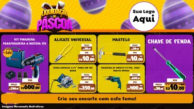 Modelo de TV para TV Horizontal com o tema Liquidação de Páscoa para Maquinas e Ferramentas