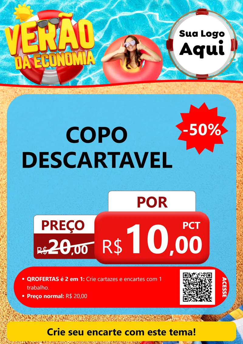 Modelo de Cartaz para Cartaz A4 Vertical com o tema Verão da Economia para Embalagens